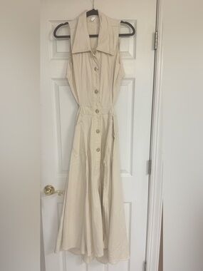 Sleeveless Button-Front Maxi Dress in Cream